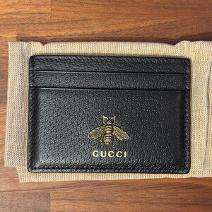 Gucci Animalier Black Leather Card Holder